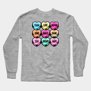 Valentine's Day Conversation Hearts Teacher Appreciation Long Sleeve T-Shirt